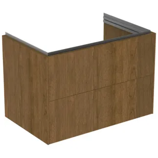 IDEAL STANDARD CONCA - Waschtisch-Unterschrank 800x505x550 mm in walnuss dunkel dekor, 2 Schubladen - Grifflos, Vollauszug, Push-to-open, SoftClosing, Vormontiert, Nachhaltig gewonnenes Holz, Echtholzfurnier #T4574Y5 - Walnuss dunkel