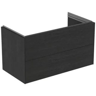 IDEAL STANDARD CONCA - Waschtisch-Unterschrank 1000x505x550 mm in eiche geflammt furnier, 2 Schubladen - Grifflos, Vollauszug, Push-to-open, SoftClosing, Vormontiert, Nachhaltig gewonnenes Holz, Echtholzfurnier #T4575Y4 - Eiche geflammt