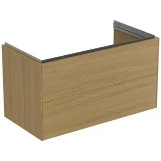 IDEAL STANDARD CONCA - Waschtisch-Unterschrank 1000x505x550 mm in eiche hell furnier, 2 Schubladen - Grifflos, Vollauszug, Push-to-open, SoftClosing, Vormontiert, Nachhaltig gewonnenes Holz, Echtholzfurnier #T4575Y6 - Eiche hell