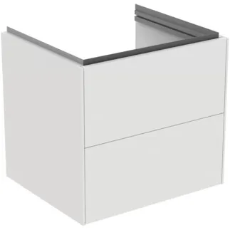 IDEAL STANDARD CONCA - Waschtisch-Unterschrank 600x505x550 mm in weiß matt lackiert, 2 Schubladen - Grifflos, Vollauszug, Push-to-open, SoftClosing, Vormontiert, Nachhaltig gewonnenes Holz #T4573Y1 - Weiß matt