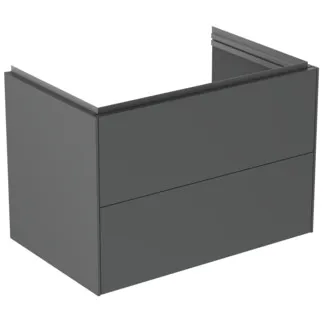 IDEAL STANDARD CONCA - Waschtisch-Unterschrank 800x505x550 mm in anthrazit matt lackiert, 2 Schubladen - Grifflos, Vollauszug, Push-to-open, SoftClosing, Vormontiert, Nachhaltig gewonnenes Holz #T4574Y2 - Anthrazit matt