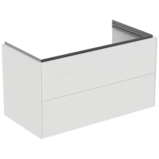 IDEAL STANDARD CONCA - Waschtisch-Unterschrank 1000x505x550 mm in weiß matt lackiert, 2 Schubladen - Grifflos, Vollauszug, Push-to-open, SoftClosing, Vormontiert, Nachhaltig gewonnenes Holz #T4575Y1 - Weiß matt