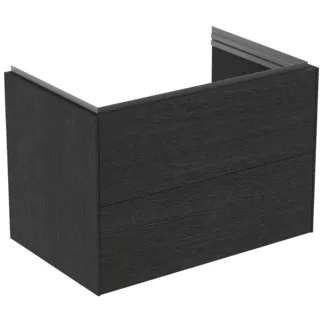 IDEAL STANDARD CONCA - Waschtisch-Unterschrank 800x505x550 mm in eiche geflammt furnier, 2 Schubladen - Grifflos, Vollauszug, Push-to-open, SoftClosing, Vormontiert, Nachhaltig gewonnenes Holz, Echtholzfurnier #T4574Y4 - Eiche geflammt