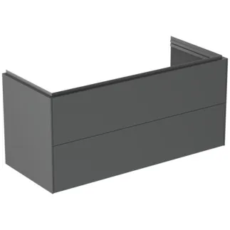 IDEAL STANDARD CONCA - Waschtisch-Unterschrank 1200x505x550 mm in anthrazit matt lackiert, 2 Schubladen - Grifflos, Vollauszug, Push-to-open, SoftClosing, Vormontiert, Nachhaltig gewonnenes Holz #T4576Y2 - Anthrazit matt