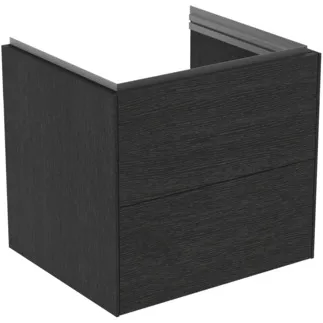 IDEAL STANDARD CONCA - Waschtisch-Unterschrank 600x505x550 mm in eiche geflammt furnier, 2 Schubladen - Grifflos, Vollauszug, Push-to-open, SoftClosing, Vormontiert, Nachhaltig gewonnenes Holz, Echtholzfurnier #T4573Y4 - Eiche geflammt