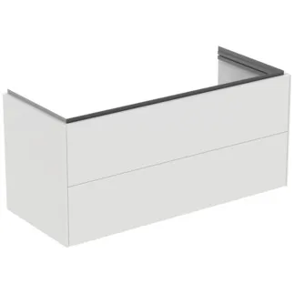IDEAL STANDARD CONCA - Waschtisch-Unterschrank 1200x505x550 mm in weiß matt lackiert, 2 Schubladen - Grifflos, Vollauszug, Push-to-open, SoftClosing, Vormontiert, Nachhaltig gewonnenes Holz #T4576Y1 - Weiß matt
