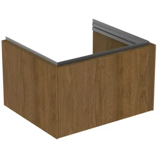 IDEAL STANDARD CONCA - Waschtisch-Unterschrank 600x505x370 mm in walnuss dunkel dekor, 1 Schublade - Grifflos, Vollauszug, Push-to-open, SoftClosing, Vormontiert, Nachhaltig gewonnenes Holz, Echtholzfurnier #T4577Y5 - Walnuss dunkel