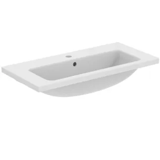 IDEAL STANDARD I.LIFE S - Möbelwaschtisch 810x385x180 mm in weiß, 1 Hahnloch, mit Überlauf - Platzsparender Waschtisch, IdealPlus #T4589MA - Weiß (Alpin) mit Ideal Plus