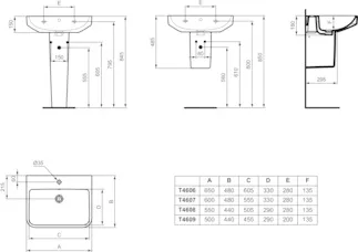 IDEAL STANDARD I.LIFE B - Waschtisch 550x440x180 mm in weiß glänzend, 1 Hahnloch, mit Überlauf #T460801 - Weiß (Alpin), Bild 5