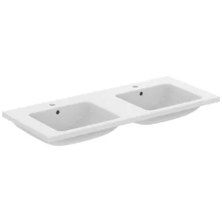 IDEAL STANDARD I.LIFE B - Doppel- Möbelwaschtisch 1210x515x180 mm in weiß, 2 Hahnlöcher, mit Überlauf - IdealPlus #T4602MA - Weiß (Alpin) mit Ideal Plus