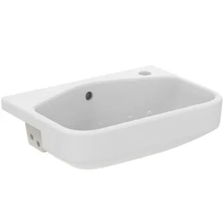 IDEAL STANDARD I.LIFE S - Halbeinbauwaschtisch 500x360x175 mm in weiß glänzend, 1 Hahnloch, mit Überlauf - Platzsparender Waschtisch #T458801 - Weiß (Alpin)