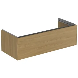 IDEAL STANDARD CONCA - Waschtisch-Unterschrank 1200x505x370 mm in eiche hell furnier, 1 Schublade - Grifflos, Vollauszug, Push-to-open, SoftClosing, Vormontiert, Nachhaltig gewonnenes Holz, Echtholzfurnier #T4580Y6 - Eiche hell