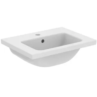 IDEAL STANDARD I.LIFE S - Möbelwaschtisch 510x385x180 mm in weiß, 1 Hahnloch, mit Überlauf - Platzsparender Waschtisch, IdealPlus #T4591MA - Weiß (Alpin) mit Ideal Plus