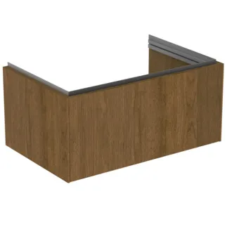 IDEAL STANDARD CONCA - Waschtisch-Unterschrank 800x505x370 mm in walnuss dunkel dekor, 1 Schublade - Grifflos, Vollauszug, Push-to-open, SoftClosing, Vormontiert, Nachhaltig gewonnenes Holz, Echtholzfurnier #T4578Y5 - Walnuss dunkel