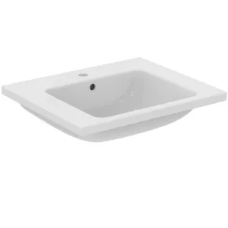 IDEAL STANDARD I.LIFE B - Möbelwaschtisch 610x510x180 mm in weiß glänzend, 1 Hahnloch, mit Überlauf #T460501 - Weiß (Alpin)