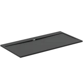 IDEAL STANDARD ULTRA FLAT S I.LIFE - Rechteck-Brausewanne 2000x1000x30 mm in jet black - Antibakteriel, Rutschhemmende Oberfläche, Barrierefrei, gemäß DIN 18040, Zuschneidbar, Reparierbar, 30 mm Höhe #T5235FV - Schiefer