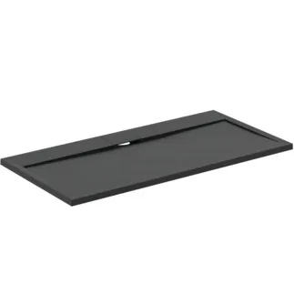 IDEAL STANDARD ULTRA FLAT S I.LIFE - Rechteck-Brausewanne 1400x700x30 mm in jet black - Antibakteriel, Rutschhemmende Oberfläche, Barrierefrei, gemäß DIN 18040, Zuschneidbar, Reparierbar, 30 mm Höhe #T5241FV - Schiefer