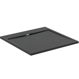 IDEAL STANDARD ULTRA FLAT S I.LIFE - Quadratische Brausewanne 900x900x30 mm in jet black - Antibakteriel, Rutschhemmende Oberfläche, Barrierefrei, gemäß DIN 18040, Zuschneidbar, Reparierbar, 30 mm Höhe #T5227FV - Schiefer