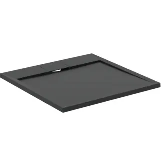 IDEAL STANDARD ULTRA FLAT S I.LIFE - Quadratische Brausewanne 800x800x30 mm in jet black - Antibakteriel, Rutschhemmende Oberfläche, Barrierefrei, gemäß DIN 18040, Zuschneidbar, Reparierbar, 30 mm Höhe #T5229FV - Schiefer