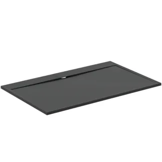 IDEAL STANDARD ULTRA FLAT S I.LIFE - Rechteck-Brausewanne 1600x1000x30 mm in jet black - Antibakteriel, Rutschhemmende Oberfläche, Barrierefrei, gemäß DIN 18040, Zuschneidbar, Reparierbar, 30 mm Höhe #T5232FV - Schiefer