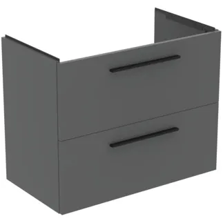 IDEAL STANDARD I.LIFE A - Waschtisch-Unterschrank 800x440x630 mm in greige matt, 2 Schubladen - SoftClosing, Vormontiert, Nachhaltig gewonnenes Holz #T5256NG - Quarzgrau