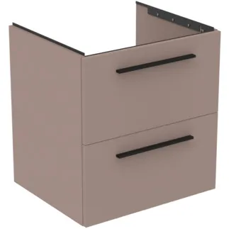 IDEAL STANDARD I.LIFE B - Waschtisch-Unterschrank 600x505x630 mm in greige matt, 2 Schubladen - SoftClosing, Vormontiert, Nachhaltig gewonnenes Holz #T5270NH - Greige