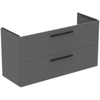 IDEAL STANDARD I.LIFE A - Waschtisch-Unterschrank 1200x440x630 mm in greige matt, 2 Schubladen - SoftClosing, Vormontiert, Nachhaltig gewonnenes Holz #T5258NG - Quarzgrau