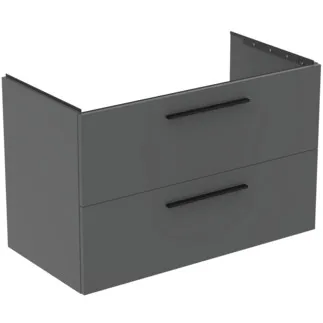 IDEAL STANDARD I.LIFE B - Waschtisch-Unterschrank 1000x505x630 mm in greige matt, 2 Schubladen - SoftClosing, Vormontiert, Nachhaltig gewonnenes Holz #T5276NG - Quarzgrau