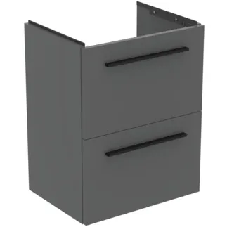 IDEAL STANDARD I.LIFE S - Waschtisch-Unterschrank 500x375x630 mm in greige matt, 2 Schubladen - SoftClosing, Platzsparend, Vormontiert, Nachhaltig gewonnenes Holz #T5291NG - Quarzgrau
