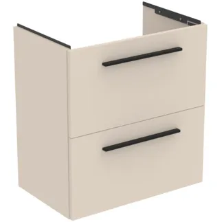 IDEAL STANDARD I.LIFE S - Waschtisch-Unterschrank 600x375x630 mm in sandbeige matt, 2 Schubladen - SoftClosing, Platzsparend, Vormontiert, Nachhaltig gewonnenes Holz #T5293NF - Sandbeige