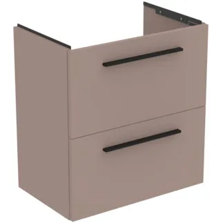 IDEAL STANDARD I.LIFE S - Waschtisch-Unterschrank 600x375x630 mm in greige matt, 2 Schubladen - SoftClosing, Platzsparend, Vormontiert, Nachhaltig gewonnenes Holz #T5293NH - Greige