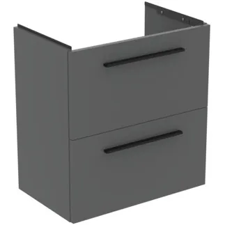 IDEAL STANDARD I.LIFE S - Waschtisch-Unterschrank 600x375x630 mm in greige matt, 2 Schubladen - SoftClosing, Platzsparend, Vormontiert, Nachhaltig gewonnenes Holz #T5293NG - Quarzgrau