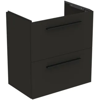 IDEAL STANDARD I.LIFE S - Waschtisch-Unterschrank 600x375x630 mm in carbongrau matt, 2 Schubladen - SoftClosing, Platzsparend, Vormontiert, Nachhaltig gewonnenes Holz #T5293NV - Carbongrau