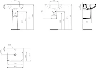 IDEAL STANDARD I.LIFE B - Waschtisch 550x440x180 mm in weiß glänzend, 1 Hahnloch, ohne Überlauf #T534401 - Weiß (Alpin), Bild 5