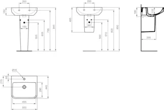 IDEAL STANDARD I.LIFE B - Waschtisch 500x440x180 mm in weiß glänzend, 1 Hahnloch, ohne Überlauf #T534501 - Weiß (Alpin), Bild 5