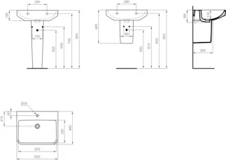 IDEAL STANDARD I.LIFE B - Waschtisch 600x480x180 mm in weiß glänzend, 1 Hahnloch, ohne Überlauf - SmartGuard+ #T5343HY - Weiß (SmartGuard), Bild 5