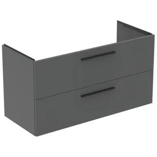IDEAL STANDARD I.LIFE B - Waschtisch-Unterschrank 1200x505x630 mm in greige matt, 2 Schubladen - SoftClosing, Vormontiert, Nachhaltig gewonnenes Holz #T5514NG - Quarzgrau