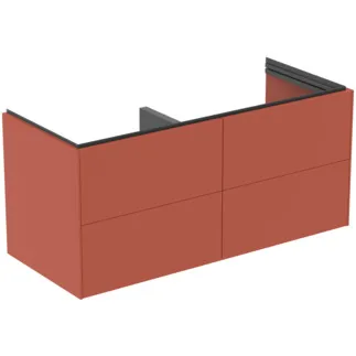 IDEAL STANDARD CONCA - Waschtisch-Unterschrank 1200x505x550 mm in sunset matt lackiert, 4 Schubladen - Grifflos, Vollauszug, Push-to-open, SoftClosing, Vormontiert, Nachhaltig gewonnenes Holz #T5517Y3 - Sunset matt
