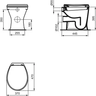 IDEAL STANDARD EUROVIT - Stand-WC 360x465x395 mm in weiß glänzend, CL1 Vollspülung 5.9 - 6 l/min, horizontaler Ablauf - CL1 #V320101 - Weiß (Alpin), Bild 3
