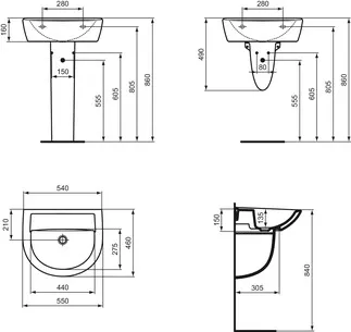 IDEAL STANDARD EUROVIT - Wandsäule 240x280x375 mm in weiß glänzend #W333001 - Weiß (Alpin), Bild 6
