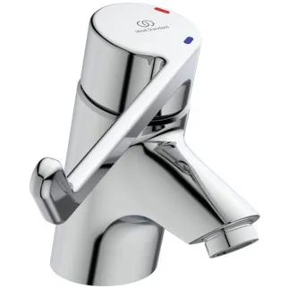 IDEAL STANDARD CERAPLUS - Waschtischarmatur 58x194x143 mm, 109 mm vertikaler Abstand bis Mitte Auslauf in chrom, 13 l/min (3 bar), mit Ablaufgarnitur - Sequentielle Kartusche, EasyFix, EPD, FirmaFlow, Vandalismussicher, SmartShine Oberfläche #B8219AA - Chrom