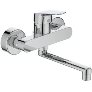 IDEAL STANDARD CERAFLEX - Wand-Küchenarmatur 259x160 mm, 200 mm vertikaler Abstand bis Mitte Auslauf in chrom, 17 l/min (3 bar) - Verdeckter Strahlregler, Click-Technologie, EPD, FirmaFlow, SmartShine Oberfläche #B1730AA - Chrom