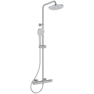 IDEAL STANDARD CERATHERM T50 - Duschsystem AP 325x493.5x1117 mm in chrom, 12.0 l/min (3 bar) - Thermostatfunktion, Wasser- & Energiesparend, CoolBody, Sicherheitssperre #A7225AA - Chrom