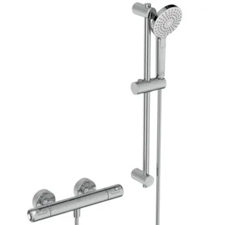 IDEAL STANDARD CERATHERM T50 - Duscharmatur Paket 325x99x70 mm in chrom, 22.0 l/min (3 bar) - Strahlregler, Variable Strahlarten, Thermostatfunktion, Wasser- & Energiesparend, CoolBody, Navigo® Druckknopfumschaltung, Sicherheitssperre, SmartShine Oberfläche #A7217AA - Chrom