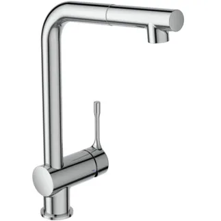 IDEAL STANDARD CERALOOK - Küchenarmatur 119x264x361 mm, 207 mm vertikaler Abstand bis Mitte Auslauf in chrom, 9 l/min (3 bar) - EasyFix, BlueStart, Click-Technologie, EPD, FirmaFlow, Herausziehbare Handbrause, SmartShine Oberfläche #BC176AA - Chrom