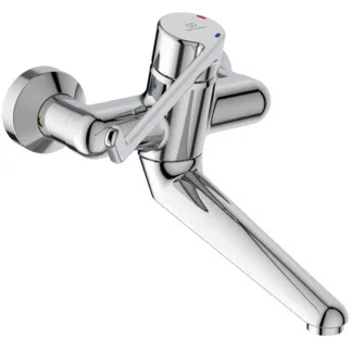 IDEAL STANDARD CERAPLUS - Wand-Waschtischarmatur, 200 mm vertikaler Abstand bis Mitte Auslauf in chrom, 20 l/min (3 bar), ohne Ablaufgarnitur - Sequentielle Kartusche, EPD, FirmaFlow, SmartShine Oberfläche #B8225AA - Chrom