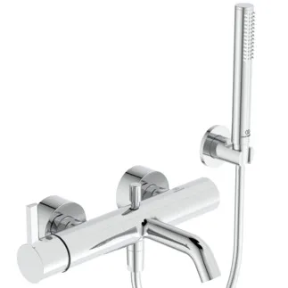 IDEAL STANDARD JOY - Bade- Brausearmatur Set 306x224 mm, 207 mm vertikaler Abstand bis Mitte Auslauf in chrom, 20.0 l/min (3 bar) - Strahlregler, Verdeckter Strahlregler, Click-Technologie, FirmaFlow, SmartShine Oberfläche #BC787AA - Chrom