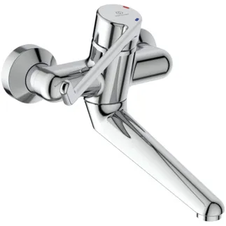 IDEAL STANDARD CERAPLUS - Wand-Waschtischarmatur, 200 mm vertikaler Abstand bis Mitte Auslauf in chrom, 20 l/min (3 bar), ohne Ablaufgarnitur - Sequentielle Kartusche, EPD, FirmaFlow, SmartShine Oberfläche #B8317AA - Chrom