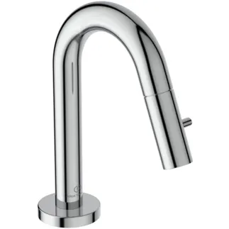 IDEAL STANDARD CERALINE - Standventil 55x199 mm, 126 mm vertikaler Abstand bis Mitte Auslauf in chrom, 6 l/min (3 bar), ohne Ablaufgarnitur - Verdeckter Strahlregler, SmartShine Oberfläche #F2842AA - Chrom