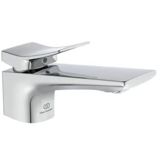 IDEAL STANDARD CONCA - Waschtischarmatur 48x201x96 mm, 132 mm vertikaler Abstand bis Mitte Auslauf in chrom, 5 l/min (3 bar), mit Ablaufgarnitur - EasyFix, Strahlregler, Durchflussbegrenzer, EPD, FirmaFlow, SmartShine Oberfläche #BC753AA - Chrom